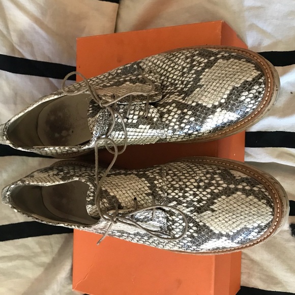 AGL snakeskin leather oxford loafers size 8.5 - Picture 2 of 4